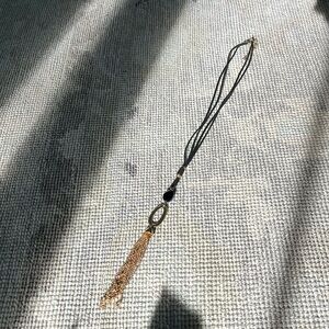 Black long tassel necklace